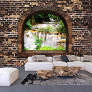 Samolepící fototapeta - Kamenné okno: Vodopády 245x175