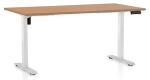 Výškově nastavitelný stůl OfficeTech B, 140 x 80 cm - bílá podnož Barva: Třešeň