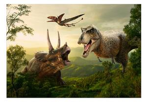 Samolepící fototapeta - Fantastický střet dinosaurů 98x70