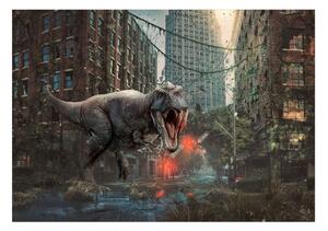 Samolepící fototapeta - Dinosaurus ve městě fantazie 245x175
