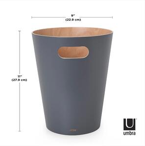 Umbra - Odpadkový koš Woodrow - tmavě šedá/přírodní - 27,9x22,9x22,9 cm
