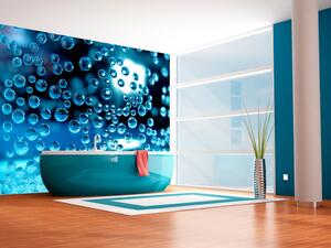 Fototapeta Modrá voda s bublinami - geometrické tvary na rozmazaném pozadí