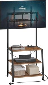 TV stolek s držákem a integrovanou zásuvkou Vasagle Clen 60 cm černý/hnědý