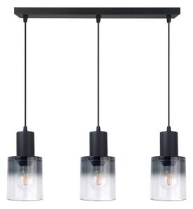 Light for home - Závěsné Svítidlo s 3 Skleněnýmii Stínidly na Liště a Variabilní Výškou Kabelů 60603 "ROBERTO", 3x60W, E27, Černá