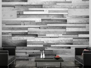 Fototapeta Dřevěná textura - pozadí s designem šedých vodorovných prken z dřeva