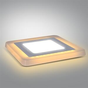 Ecolite Bílý vestavný LED panel hranatý 195 x 195mm 12W+4W podsvícený LED-DUO-S12W