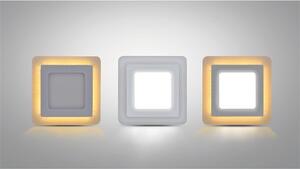 Ecolite Bílý vestavný LED panel hranatý 195 x 195mm 12W+4W podsvícený LED-DUO-S12W