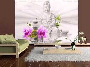 Fototapeta Buddha a růžové orchideje