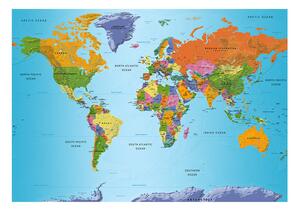 Samolepící fototapeta - Mapa světa: Barevná geografie 245x175