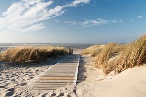 Fototapeta Langeoog - krajina s písečnou pláží Severního moře a klidnou vodou