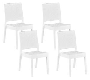 Sada 4 zahradních židlí v ratanovém vzhledu bílá FOSSANO