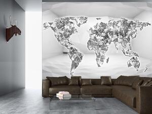 Fototapeta Diamantová mapa - mapa světa s diamantovým motivem na bílém pozadí