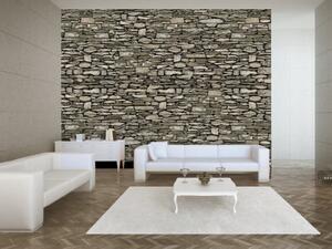 Fototapeta Zeď - stěna v motivu zdi ze šedého kamene různých tvarů