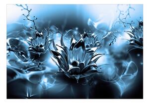 Samolepící fototapeta - Olejový květ (modrá) 98x70