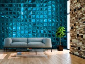 Fototapeta Lazurová mozaika - jednolitá kompozice 3D s třpytivými čtverci