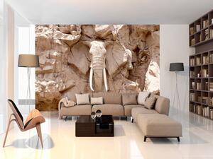 Fototapeta Socha slona z Afriky - zvířecí motiv sochy ve světlém kameni