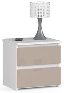 Designový noční stolek CALIN40, bílý / capuccino lesk