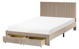Postel s úložnými zásuvkami Umělý samet LONZAC 120 x 200 cm Taupe