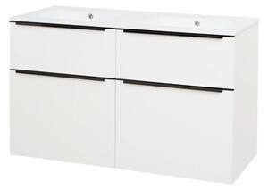 Mereo Mereo, Mailo, koupelnová skříňka s keramickým umyvadlem 121 cm, černé madlo, CN513B