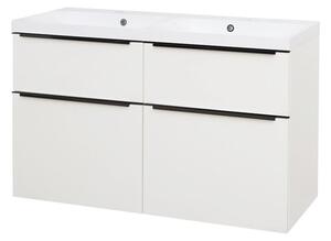 Mereo Mereo, Mailo, koupelnová skříňka s umyvadlem z litého mramoru 121 cm, černé madlo, CN513MB