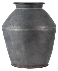 Šedá antik plechová dekorační váza Moisés - Ø 30*34 cm