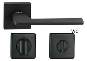 Dveřní klika - VIA hranatá Povrch kliky: Černý matný, Rozeta: WC