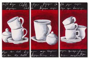 Obraz Kávový set (3-dílný) - nátura s kávovými šálky