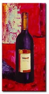 Obraz Láhev vína (1-dílný) - červená malířská kompozice s nápojem