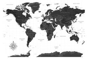 Samolepící fototapeta - Černobílá mapa 196x140