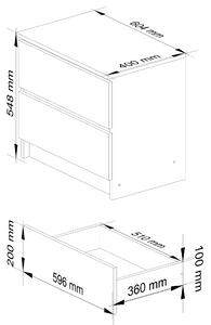 Designový noční stolek KARIN60, bílý / wenge