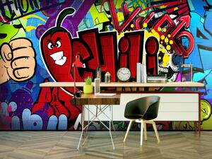 Fototapeta Městský barevný odpočinek - graffiti na pozadí s nápisem pro teenagera