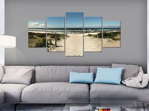 Obraz Písečný břeh (5-dílný) - mořský pobřežní krajinný obraz pláže a moře