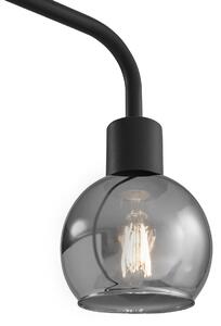 Stojací lampa Art Deco černá s kouřovým sklem - Vidro