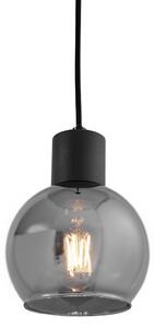Art Deco závěsná lampa černá s kouřovým sklem - Vidro