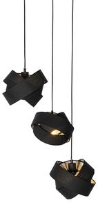 Moderní závěsná lampa černá 3-světelná - Látková
