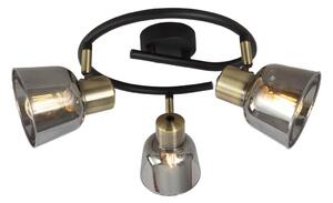Klausen KL163004 - Bodové svítidlo SMOKY 3xE14/9W/230V černá/mosaz/šedá