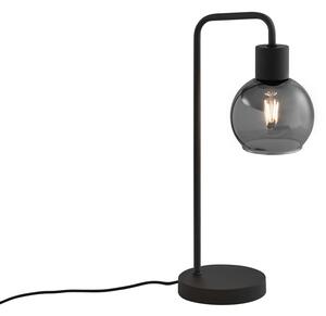 Stolní lampa Art Deco černá s kouřovým sklem - Vidro