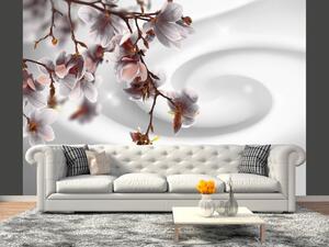 Fototapeta Temná magnólie - květy v odstínech šedi s efektem víření