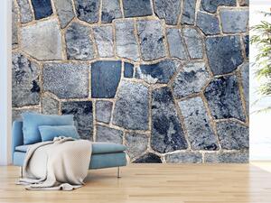 Fototapeta Modré prvky - pozadí s nepravidelnou texturou bloků z kamene