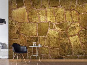Fototapeta Zlaté prvky - pozadí s nepravidelnou texturou bloků z kamene
