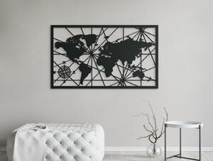 Drevko Obraz Mapa světa s kompasem na zeď