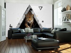 Fototapeta Divoká zvířata - moderní abstrakce s tygrem v bílém trojúhelníku