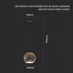 LED Solution Skleněný stříbrný lustr pro žárovku E27 Ø250mm 40131
