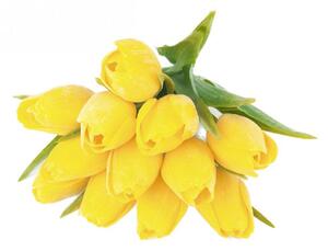 Umělé tulipány s listem 6 ks - žlutá
