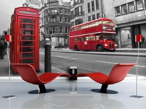 Fototapeta Londýn: Červený autobus a telefonní budka