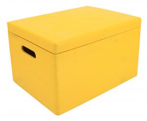 ČistéDřevo Dřevěný box s víkem 40x30x23 cm - žlutý