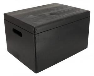 ČistéDřevo Dřevěný box s víkem 40 x 30 x 23 cm - černý