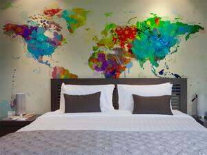 Fototapeta Mapa světa s barevnými cákanci