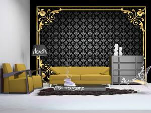 Fototapeta Luxusní retro glamour - pozadí v designu zlata a černi s ornamenty