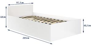 Jednolůžková postel Cezar III (bílá) (s roštem a úl. prostorem). 1069485